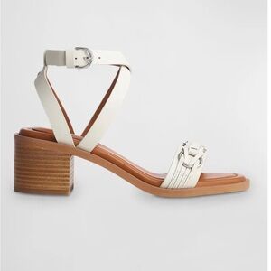 NWOB: Rag & Bone Geo Chain Ankle Strap Sandal in Antique White, size. 39
